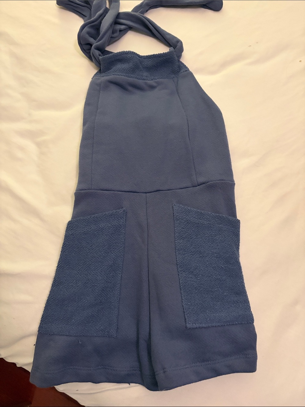 Women’s Blue Halter Romper with Front Pockets